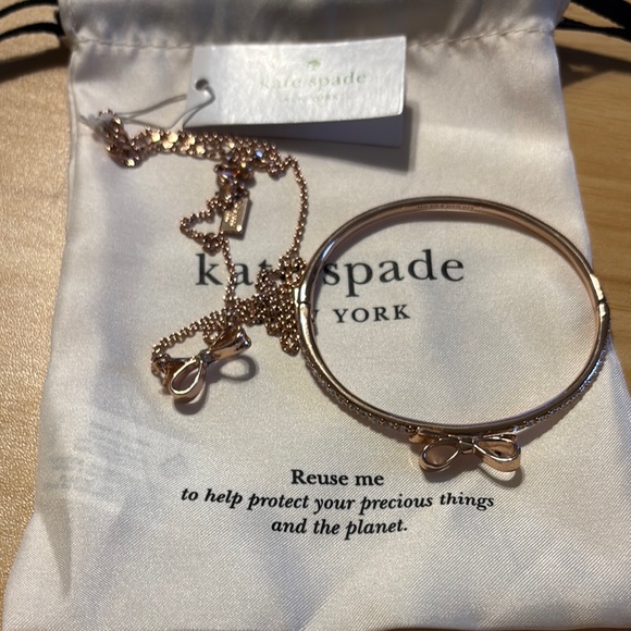 Kate Spade Gold Chain Bracelet with Necklace and Charm set - Picture 1 of 4